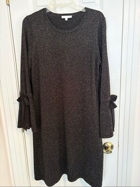 RSVP by Talbots Glitter Knit Shift Dress with Bow Sleeve Detail
